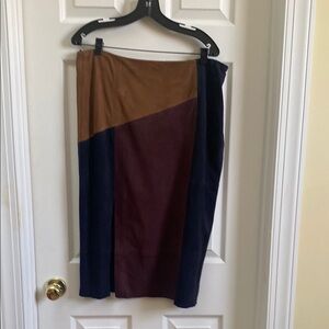 Elegant Asymmetrical Skirt in Brown and Navy